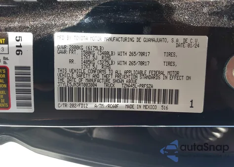 2024 Toyota Tacoma Trd Sport 4Wd from USA, damaged, VIN 3TYLE5JN3RT003804